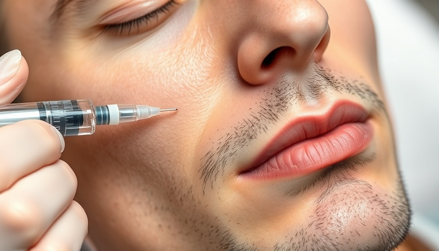 Man receiving Juvéderm Voluma injection, close-up view.