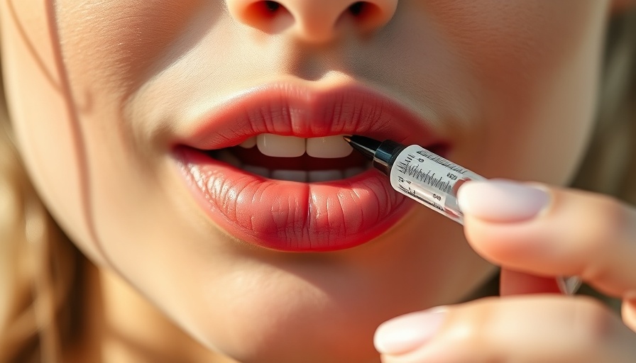 Close-up of lips with syringe showcasing lip fillers