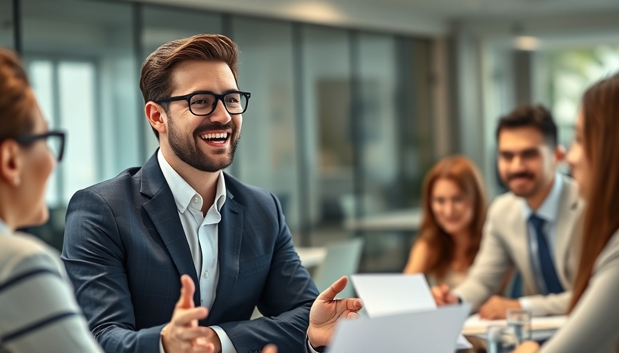 Sales Leadership: Professional leading a team meeting in an office setting.