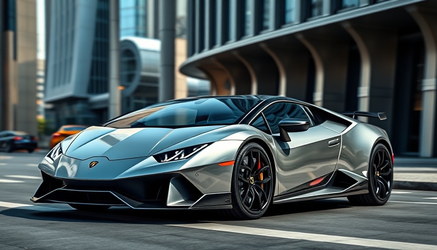 Sleek Lamborghini Temerario with urban backdrop.