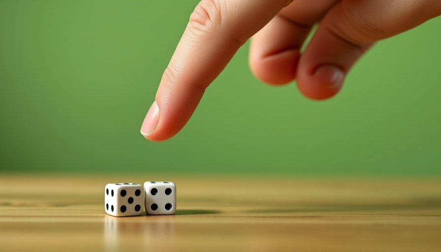 B2B Marketing concept with hand and dice on wood surface.