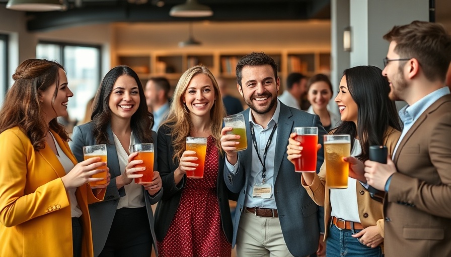 Professionals enjoying sober-friendly drinks at an event.