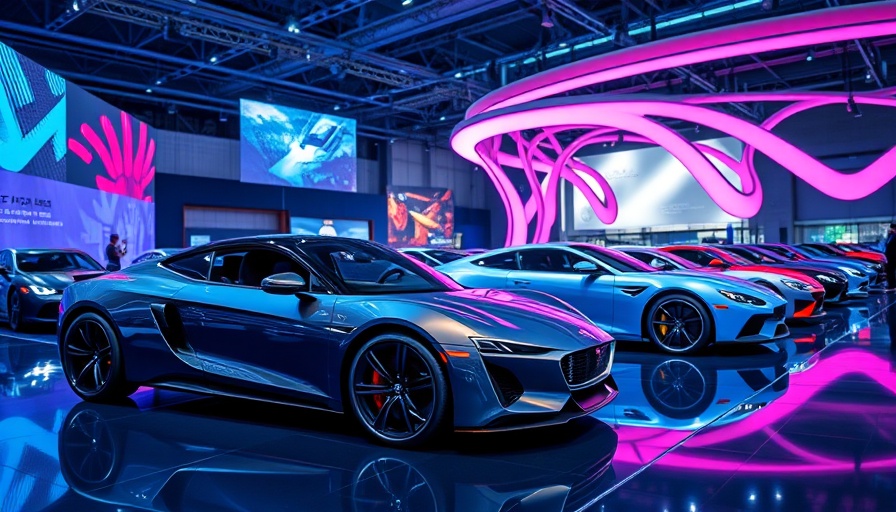 Futuristic automotive exhibition highlighting automotive innovation.