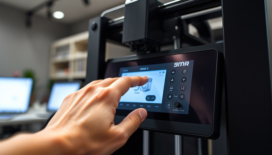 Close-up of 3D printer control panel being adjusted, 3D printer update.