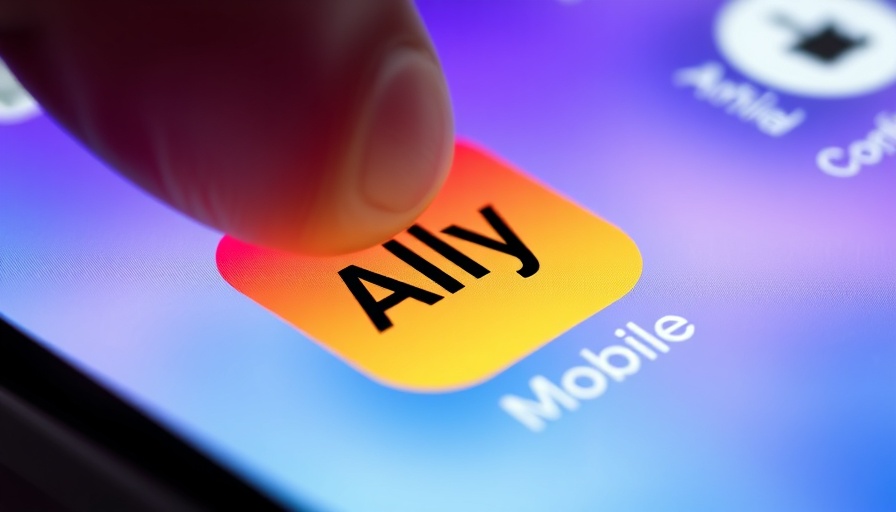 Close-up of smartphone screen with Ally Mobile app, highlighting Ally Financial originations.