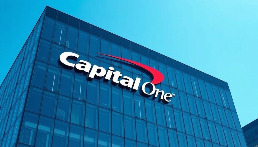 Capital One office building highlighting modern architecture and branding.