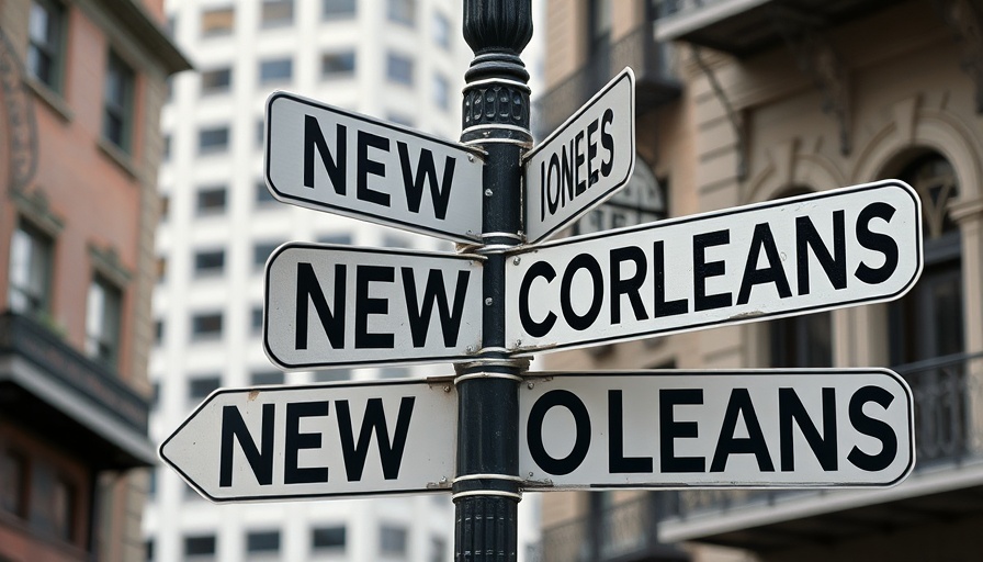 Iconic New Orleans street signs depicting Orleans and Bourbon intersection, NADA 2025.