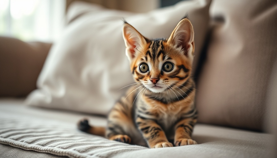 Cute kitten on couch with motivational text about pursuit of excellence.