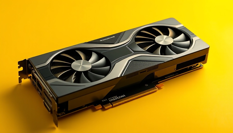 Nvidia RTX 5080 graphics card on yellow gradient background.