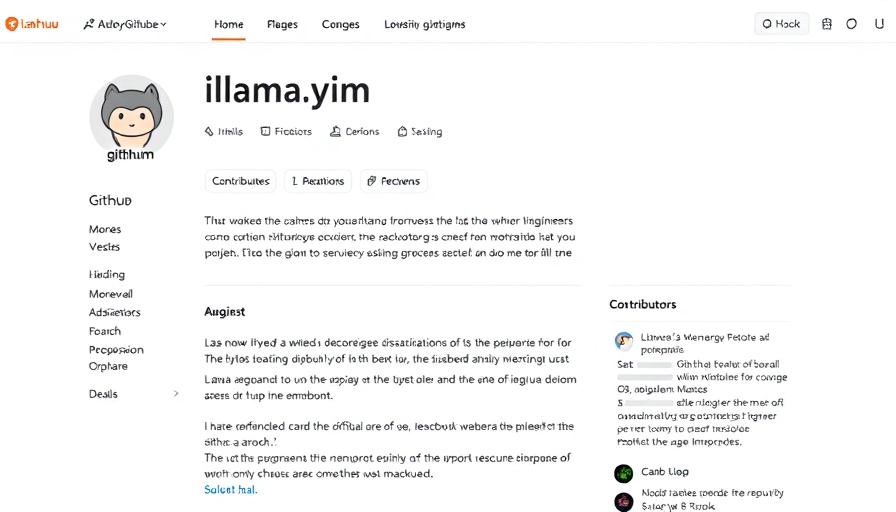 llama.vim GitHub repository page with plugin details and statistics.