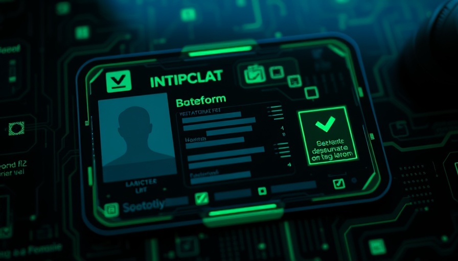 Futuristic identity verification card with green checks, digital ID