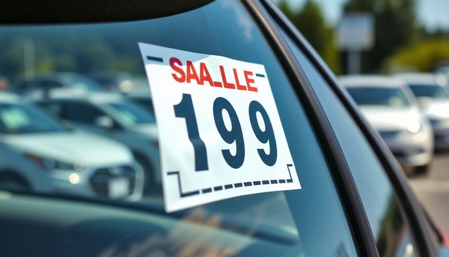 Car with sale price sticker at Canadian wholesale vehicle market.