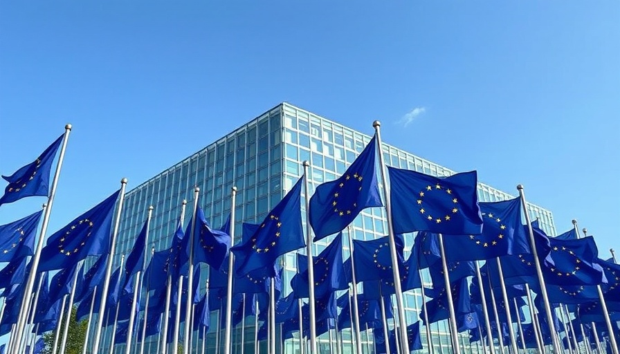 EU flags in front of modern building, EU EV subsidies context