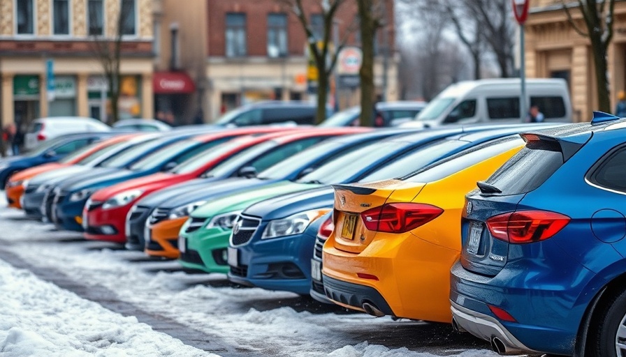 Parked cars in snow highlighting urban auto finance options.