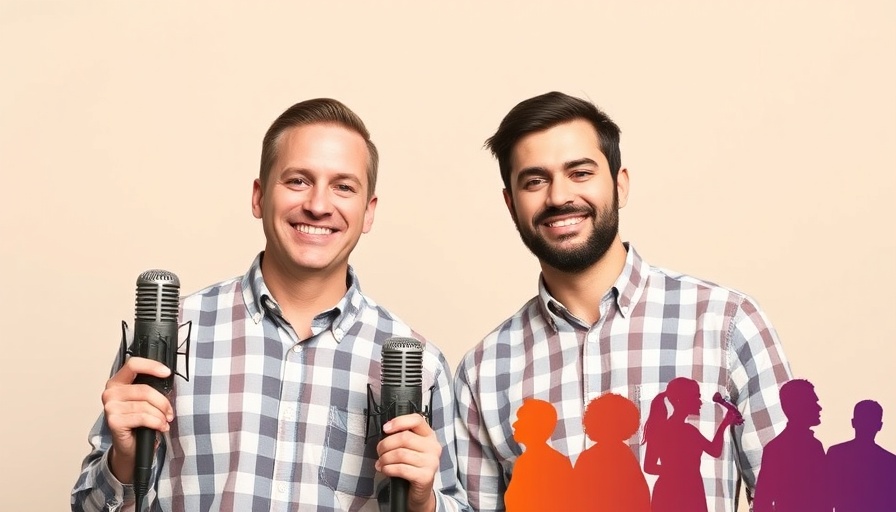 Wholesale automotive podcast theme with smiling hosts and microphones.
