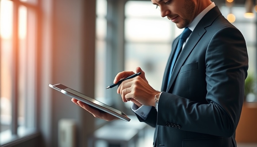 Business person using tablet for digital deal jackets