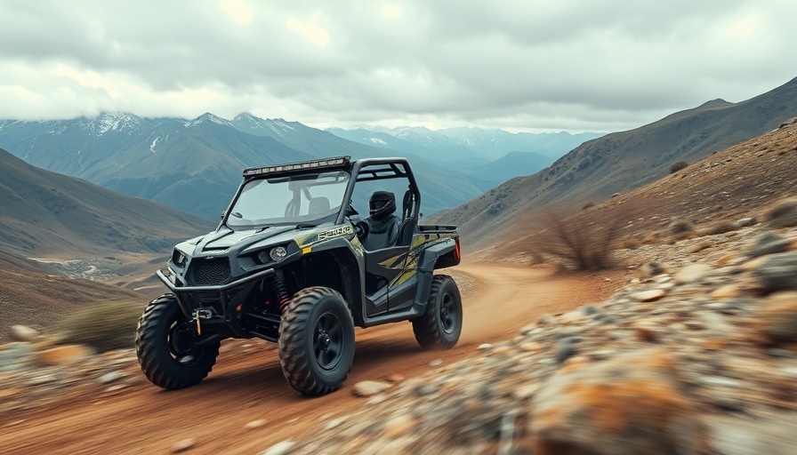 Polaris vehicle on rugged terrain illustrating sales decline challenges.