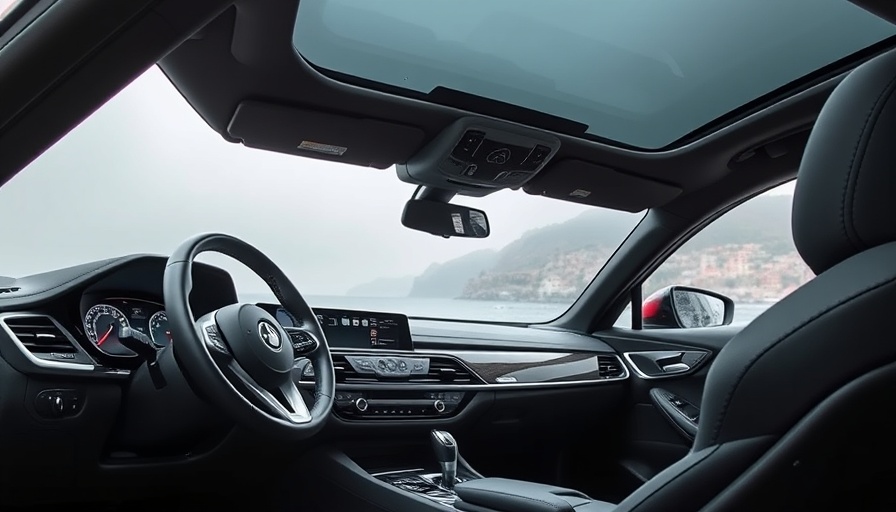 Alfa Romeo Giulia SUV interior with coastal view.