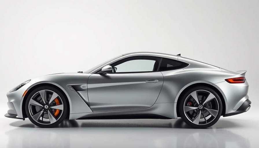 Sleek sports car in a studio, shadowed lighting.