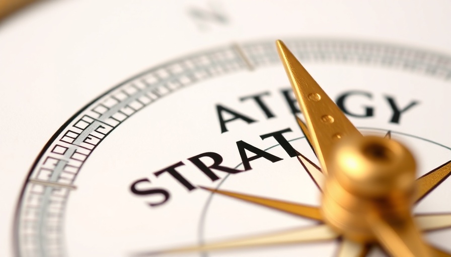 Compass needle pointing towards 'STRATEGY' for February dealership strategies.