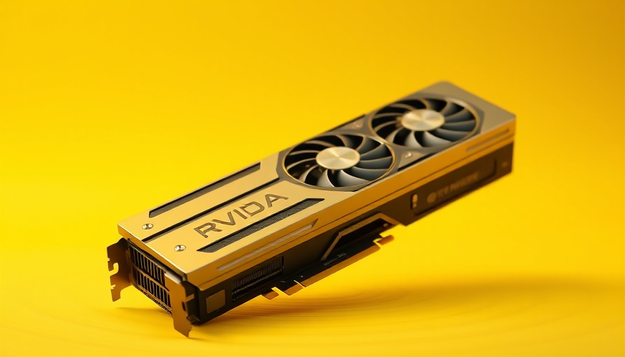 Nvidia RTX 5080 graphics card on yellow background.