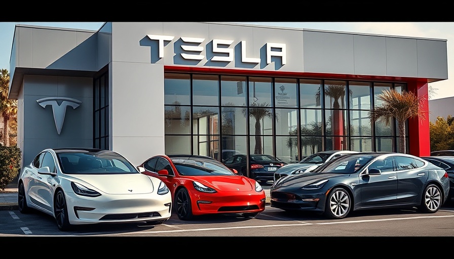 Tesla cars at dealership showcasing finance lease options