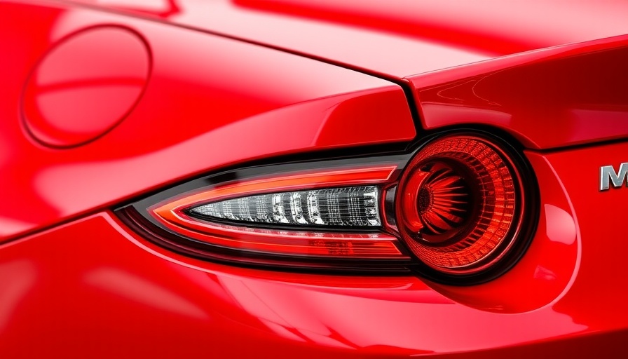 Close-up shot of MX-5 car taillight in a musician's car collection.