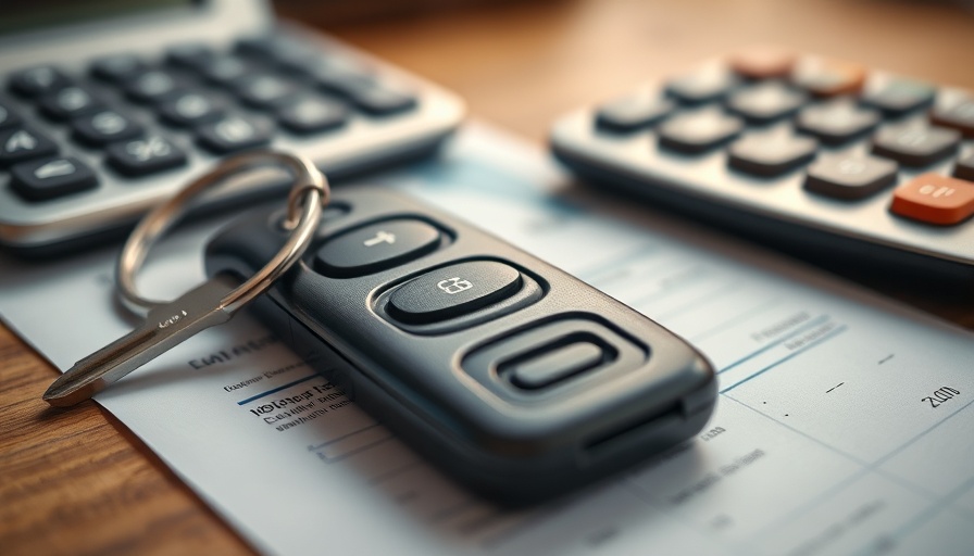 Car keys on financial document symbolizing service financing.