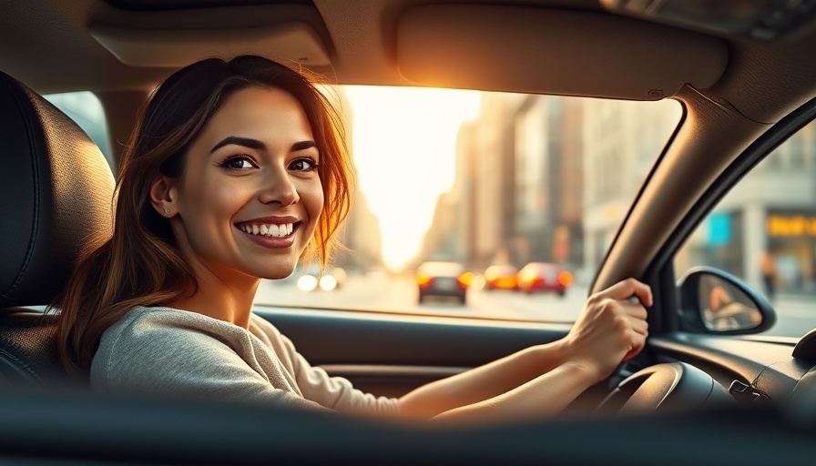 CarGurus campaign image with smiling woman in car.