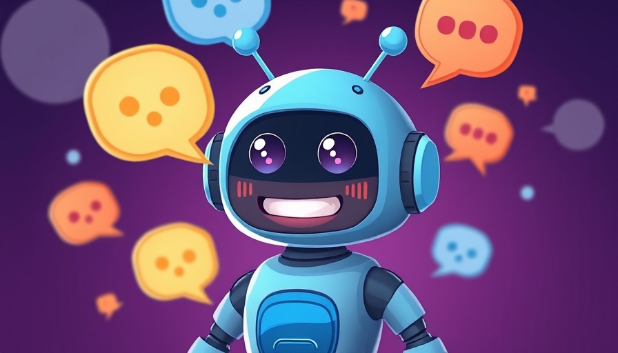 Adorable cartoon robot interacting for customer service in a vibrant setting.