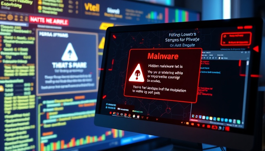 Digital depiction of malvertising with warning alerts on screen