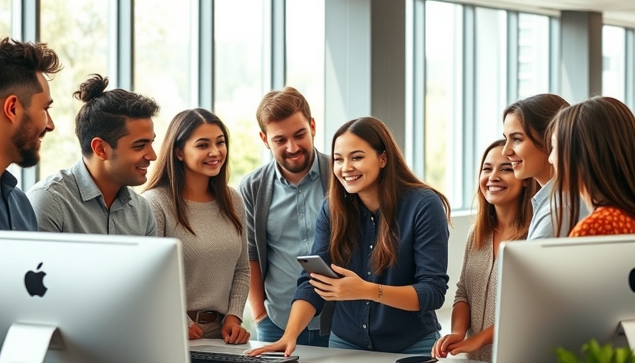 Young adults collaborate in office for software development job postings.