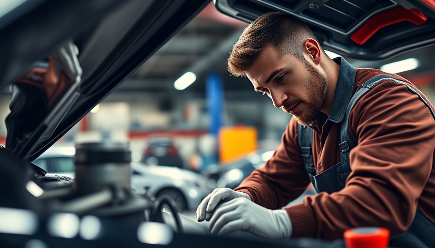 Auto mechanic inspecting car engine in a workshop, representing transportation labor market.