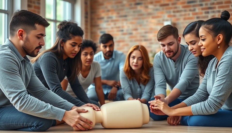 Group learning CPR skills indoors reflecting healthcare demand.