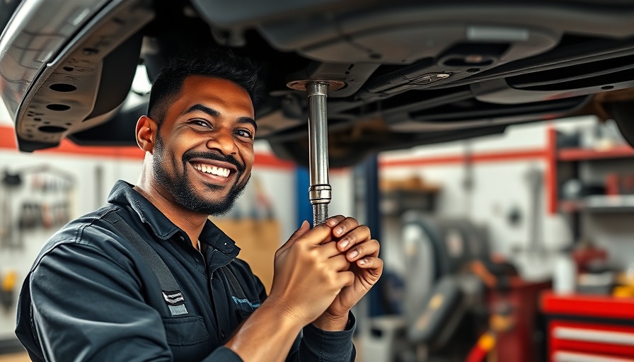 Mechanic tightening bolt in garage at CarMax Hiring Events.