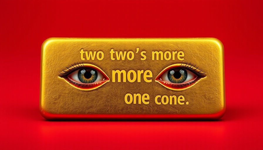 Creative gold bars with eyes on red background, concept art.