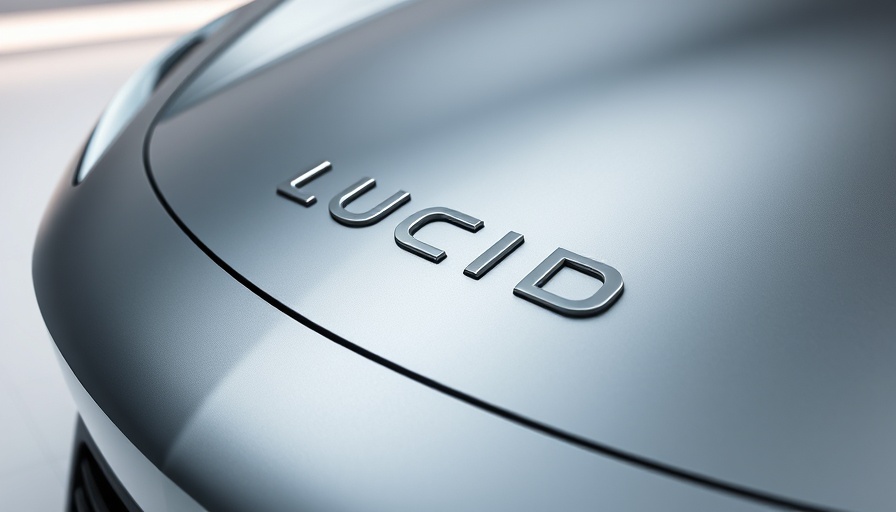 Lucid Motors logo on a sleek vehicle surface.