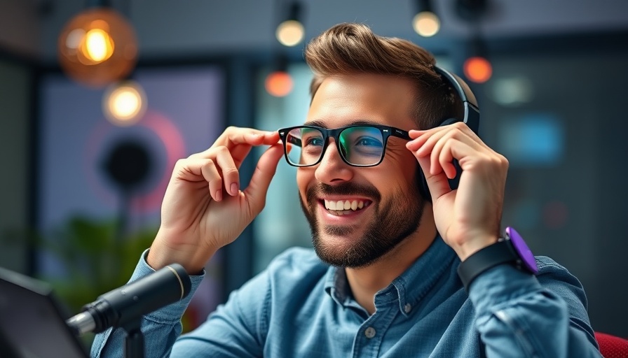 AI Outbound Sales podcast layout with smiling man adjusting glasses.