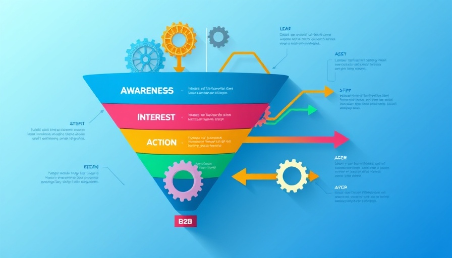 Infographic of B2B lead generation process with funnel and target.