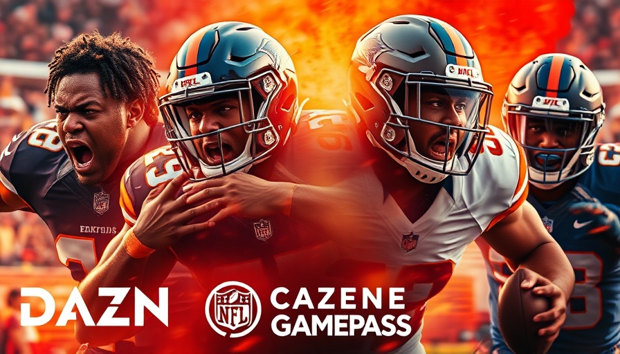 NFL players in action with DAZN Sports Streaming branding.