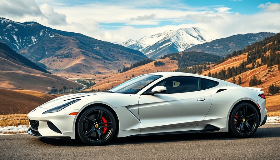 White sports car in a mountain landscape illustrating Kia EV4 production.