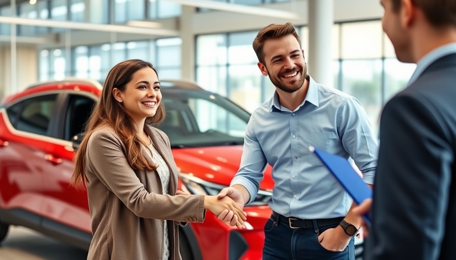 Middle-class couple buying a car in 2025 showroom.