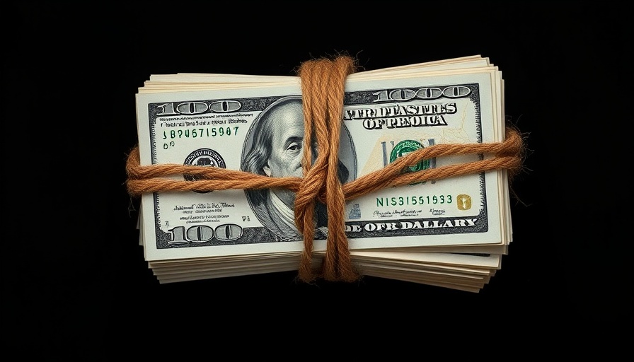 US dollars tied with rope symbolize dealer real-time payment adoption.