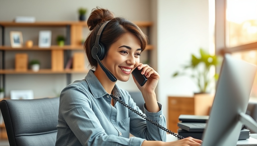 Smiling woman working on a phone call, February 2025 US Labor Market Update.