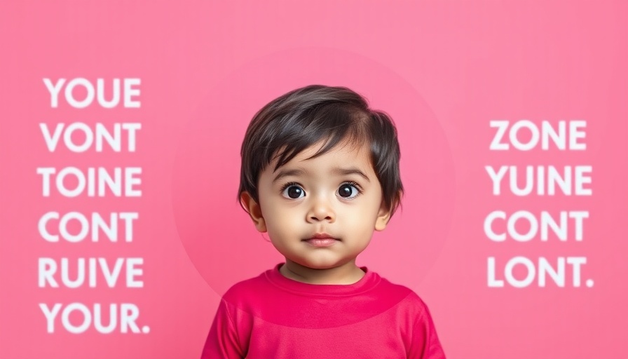 Adorable child with motivational text on pink background, copying successful leaders.