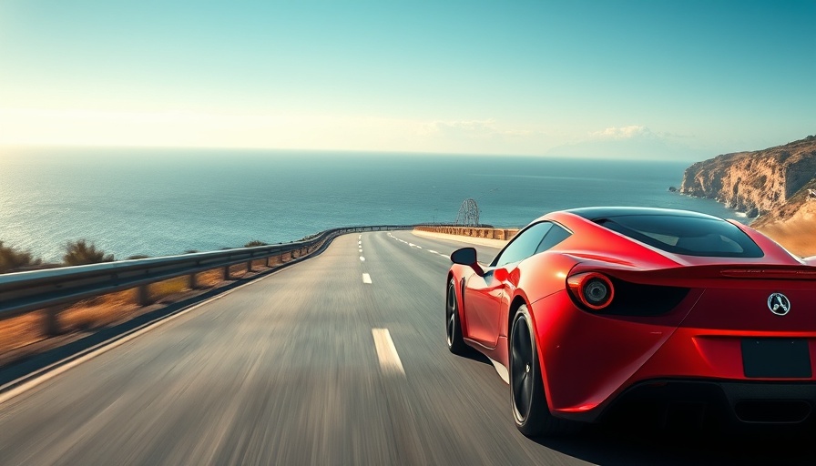 2025 Ferrari 12Cilindri Spider racing on a scenic highway.