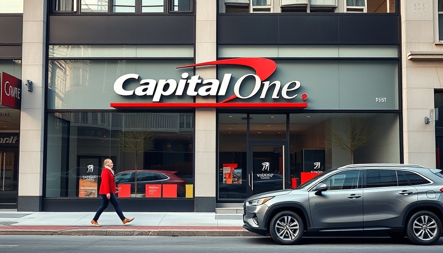 Modern Capital One AI dealership storefront with parked SUV.