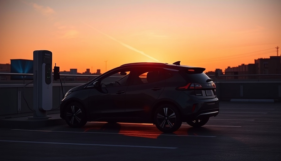 Electric car charging at sunset during power outage