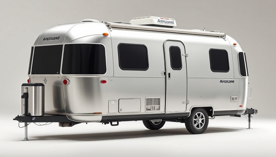 Sleek Airstream Basecamp 20Xe travel trailer in studio setting.