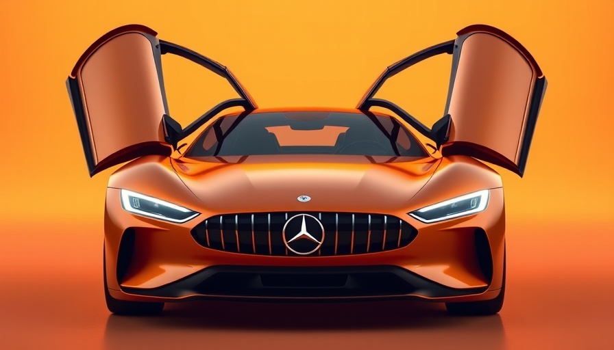 Futuristic Mercedes AMG EV supercar concept with gullwing doors.